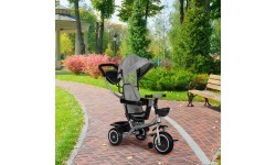 Triratukas-vežimėlis 2-in-1 ECOTOYS, sukioji sėdynė, sudedamas stogelis, pilkas