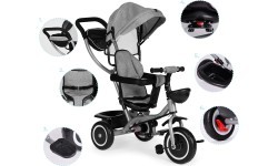 Tricycle stroller 2-in-1 swivel seat folding canopy - grey ECOTOYS
