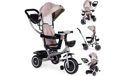 Tricycle stroller 2-in-1 swivel seat folding canopy - beige ECOTOYS