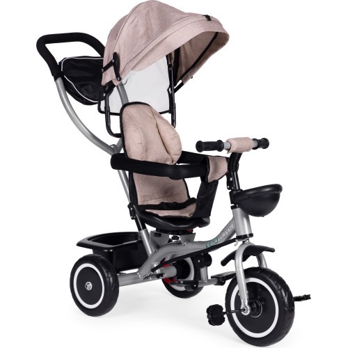 Tricycle stroller 2-in-1 swivel seat folding canopy - beige ECOTOYS