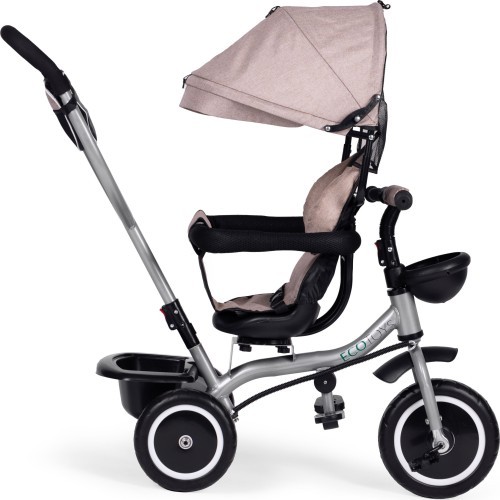 Tricycle stroller 2-in-1 swivel seat folding canopy - beige ECOTOYS