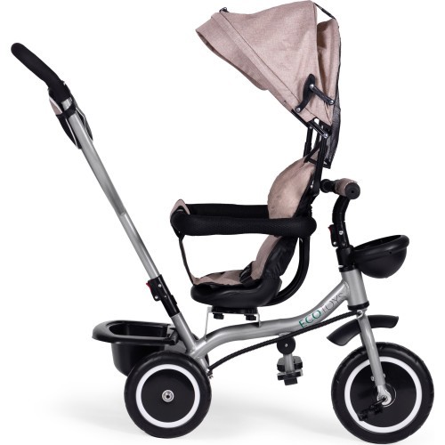 Tricycle stroller 2-in-1 swivel seat folding canopy - beige ECOTOYS