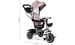 Triratukas-vežimėlis 2-in-1 ECOTOYS, pasukama sėdynė, sulankstomas stogelis, smėlio spalvos