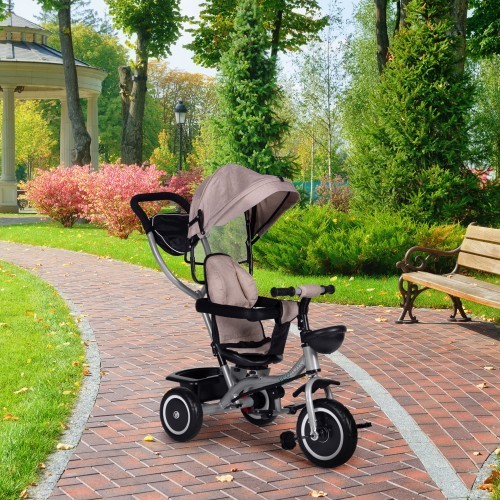 Tricycle stroller 2-in-1 swivel seat folding canopy - beige ECOTOYS