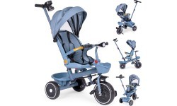 Triratukas-vežimėlis 2-in-1 sukamoji sėdynė sulankstomas stogelis mėlynas - ECOTOYS
