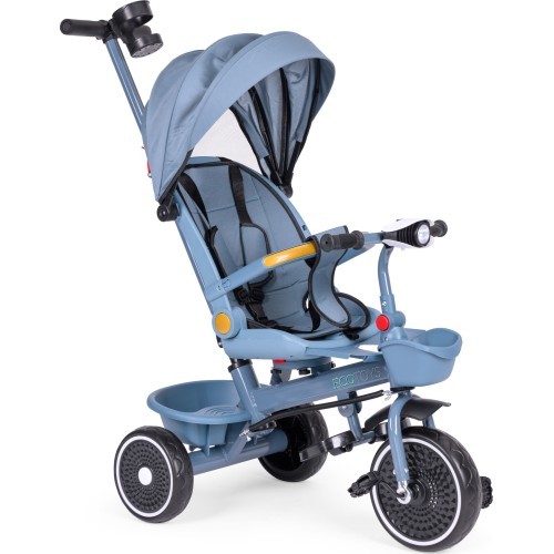 Tricycle stroller tricycle 2-in-1 swivel seat folding canopy blue - ECOTOYS