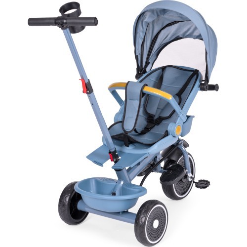 Tricycle stroller tricycle 2-in-1 swivel seat folding canopy blue - ECOTOYS