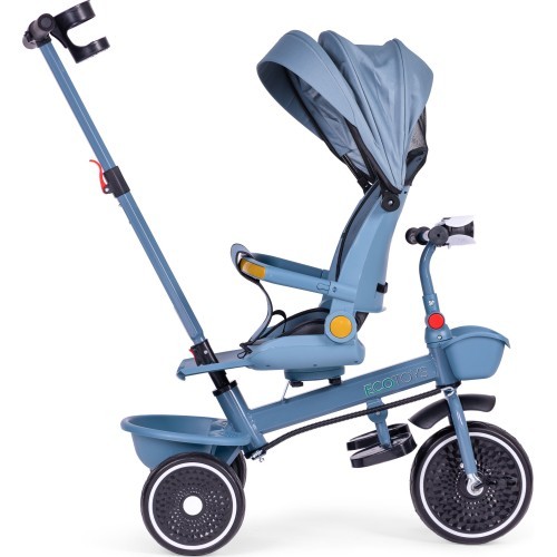 Tricycle stroller tricycle 2-in-1 swivel seat folding canopy blue - ECOTOYS