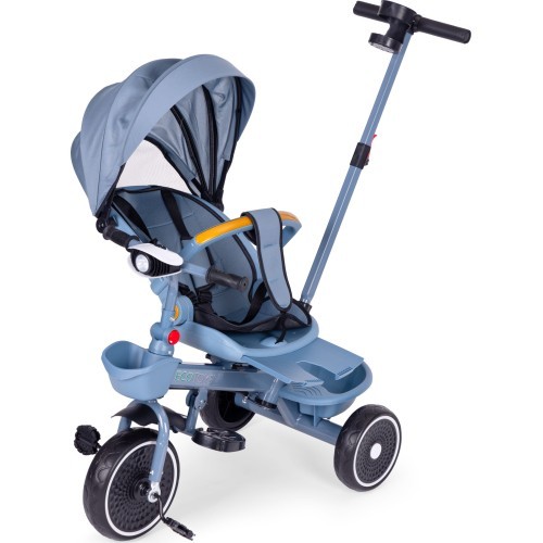 Tricycle stroller tricycle 2-in-1 swivel seat folding canopy blue - ECOTOYS