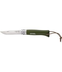Knife Opinel Colorama 08 Inox Grab Khaki With a Strap