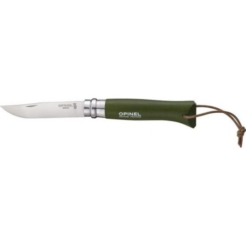 Knife Opinel Colorama 08 Inox Grab Khaki With a Strap