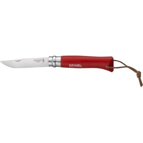 Нож Opinel Colorama 08 Inox с ремешком, красный