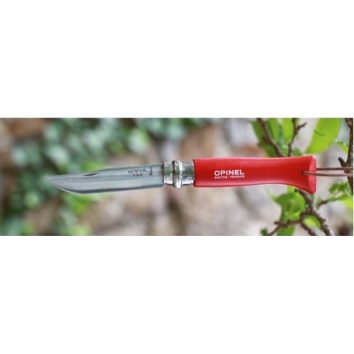 Knife Opinel Colorama 08 Inox Grab Red With a Strap