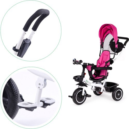 Triratukas su pasukama sėdyne Eco Toys, rožinis