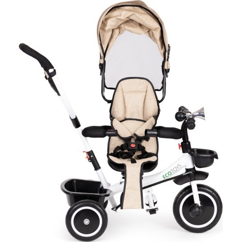 Triratukas-vežimėlis su besisukančia sėdyne Eco Toys, smėlio spalvos