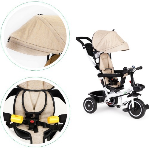 Tricycle - Stroller with Rotating Seat Eco Toys, Beige
