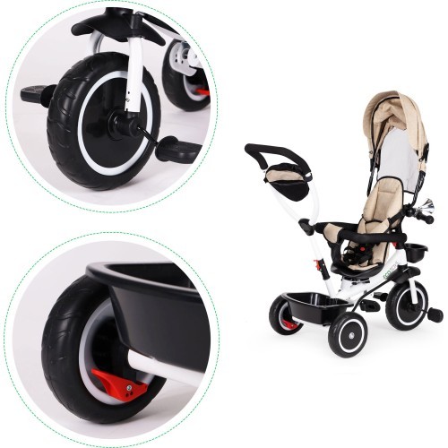 Triratukas-vežimėlis su besisukančia sėdyne Eco Toys, smėlio spalvos