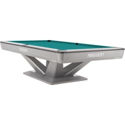 Бильярдный стол Rasson Victory III, серебристый, лузы CLUB, 8 футов, Simonis 760 сине-зелёный