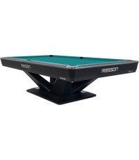 Billiard Table, Pool, Rasson Victory III, Black, CLUB pocket size, 8 ft., Simonis 760 blaugrün