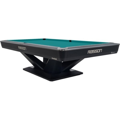 Billiard Table, Pool, Rasson Victory III, Black, CLUB pocket size, 8 ft., Simonis 760 blaugrün