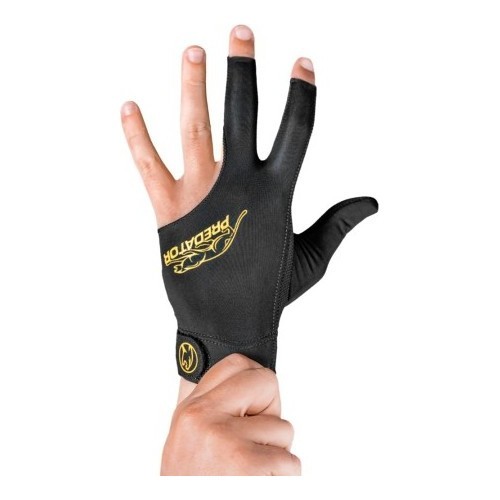 Billiard Glove, Predator Second Skin, 3-Finger, black-yellow, closed thumb, S&M