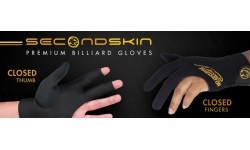 Billiard Glove, Predator Second Skin, 3-Finger, black-yellow, closed thumb, S&M