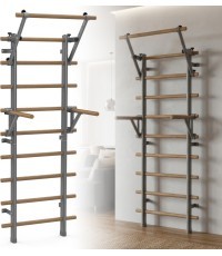 Wall Bars inSPORTline Wootaline 199 x 80 cm w/ Pull-Up Bar & Parallel Bars, Gray