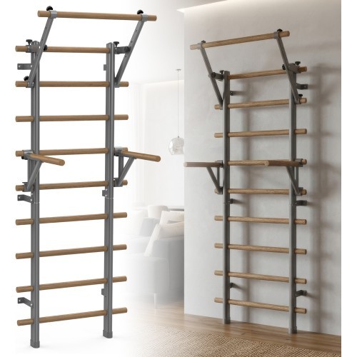 Gimnastikos sienelė inSPORTline Wootaline 199 x 80 cm su skersiniu ir lygiagretėmis, pilka