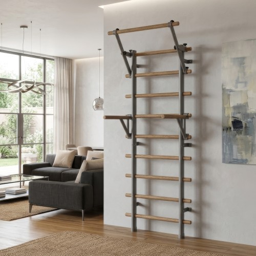 Gimnastikos sienelė inSPORTline Wootaline 199 x 80 cm su skersiniu ir lygiagretėmis, pilka