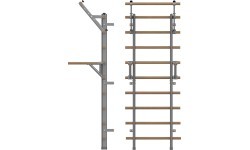Wall Bars inSPORTline Wootaline 199 x 80 cm w/ Pull-Up Bar & Parallel Bars, Gray