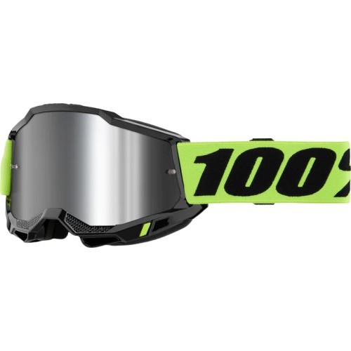 Children’s Motocross Goggles 100% Accuri 2 Junior Mirror - žlutá, zrcadlové stříbrné plexi