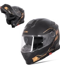 Flip-Up Motorcycle Helmet W-TEC Venero - Glossy Black-Gold