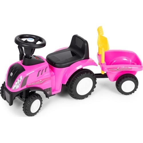 Riding tractor with trailer interactive steering wheel sounds for kids pink