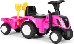 Riding tractor with trailer interactive steering wheel sounds for kids pink
