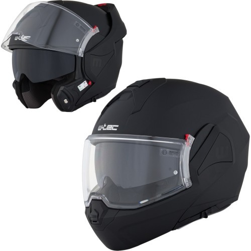 Motociklininko šalmas su pakeliamu žandikauliu W-TEC Sabron P/J - Juoda matinė