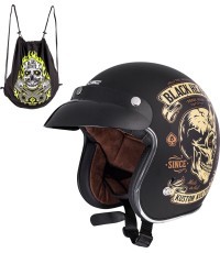 Motociklininko šalmas W-TEC Kustom Black Heart - Matinė juoda