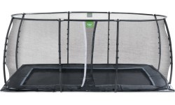 EXIT Dynamic įleidžiamas į žemę batutas 305x519 cm su apsauginiu tinklu, juodas