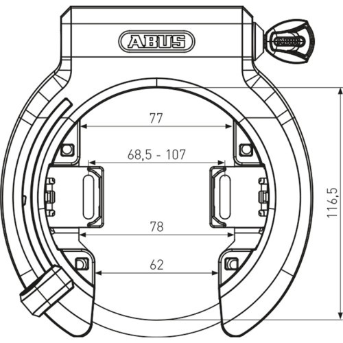 Spyna ABUS Granit X-Plus™ 6950M NR + 6KS/100 + ST5950 // grandinė, tvirtinama ant rėmo, įtraukiamas krepšelis (juoda)