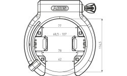 Замок ABUS Granit X-Plus™ 6950M NR + 6KS/100 + ST5950, цепь, крепление на раму, убирающийся держатель (чёрный)