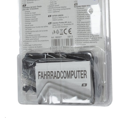 FISCHER Trend Bike Computer, 13 functions, wired, with battery (white)