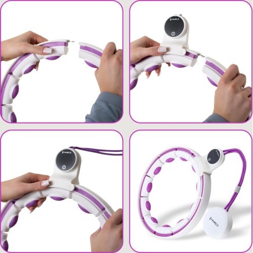 HHM17 HULA HOOP WHITE/VIOLET MAGNETIC WITH WEIGHT + COUNTER HMS