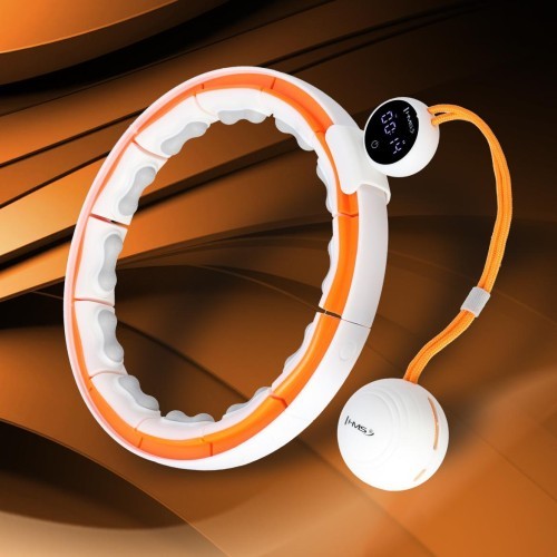 HHM21 HULA HOOP TPE WHITE/ORANGE MAGNETIC WITH WEIGHT + COUNTER HMS