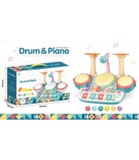 Muzikinis rinkinys su būgnais ir pianinu