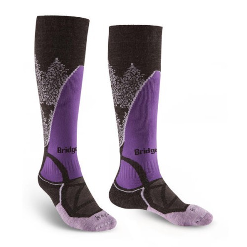 Moteriškos slidinėjimo kojinės Midweight, juodos/violetinės, S - 016