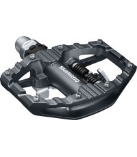 Pedalai SHIMANO EH500, dvipusiai, su plokštelėm SH56 (juodi)