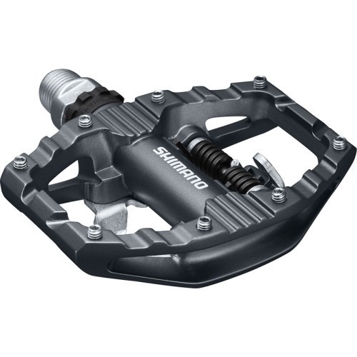 Pedalai SHIMANO EH500, dvipusiai, su plokštelėm SH56 (juodi)
