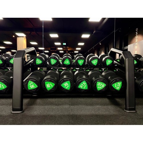 Poliuretaninių fiksuoto svorio hantelių rinkinys 1-10 kg (žingsnis 1 kg) 110 kg su stovu UR-S005 - UpForm