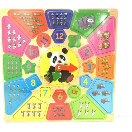 Edukacinė lenta su laikrodžiu ir skaičiavimo mokymusi Panda