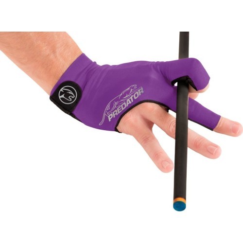 Billiard Glove, Predator Second Skin, 3-Finger, purple-grey, to wear on right hand, S&M