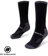 Merino kojinės inSPORTline Meritic Crew AG+ antibakterinės - Black and grey